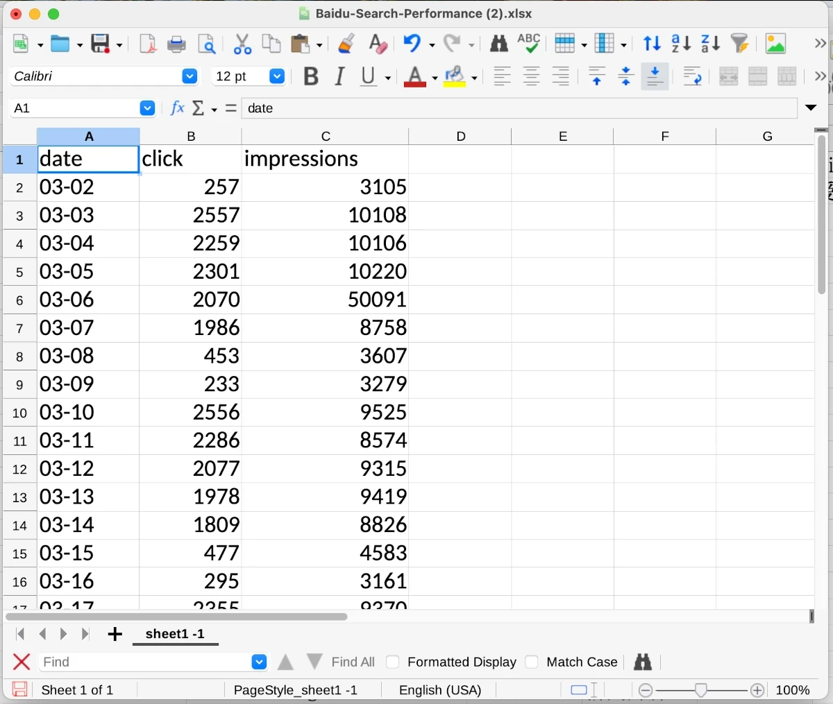 baidu webmaster tools search performance excel export
