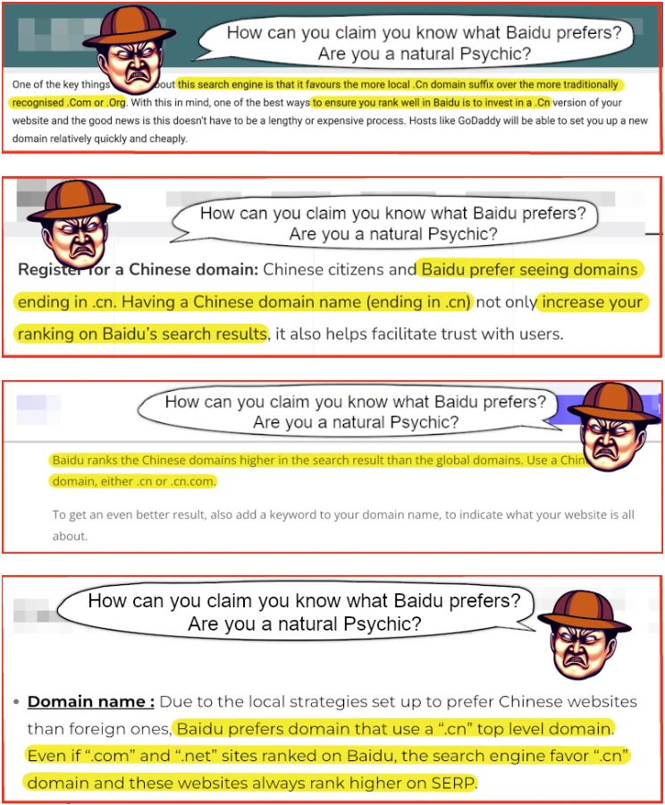 Baidu prefers .cn domains - claims without proof