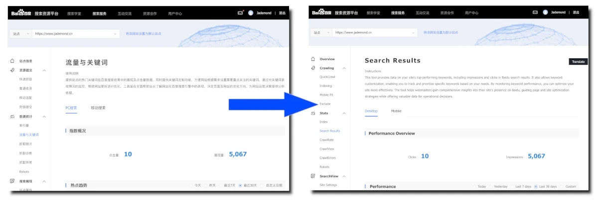 Englisch Baidu Webmaster Tools Extension