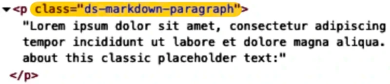 DeepSeek AI text output with identifiable HTML tags in CMS