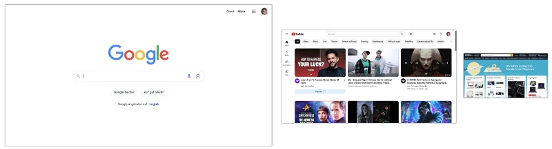 The three biggest search engines in Germany: Google, Youtube, Amazon