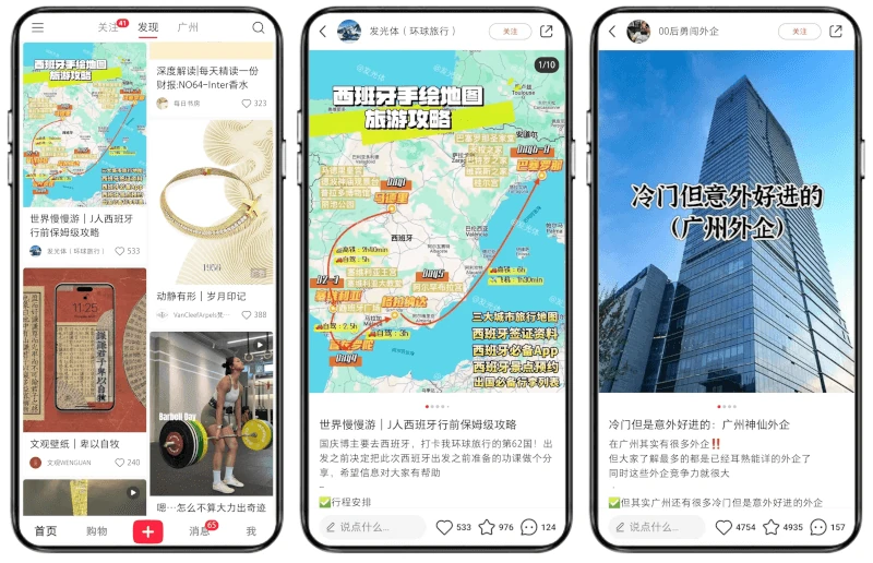 Recreational and Travel Content on WeChat's Little Green Book
